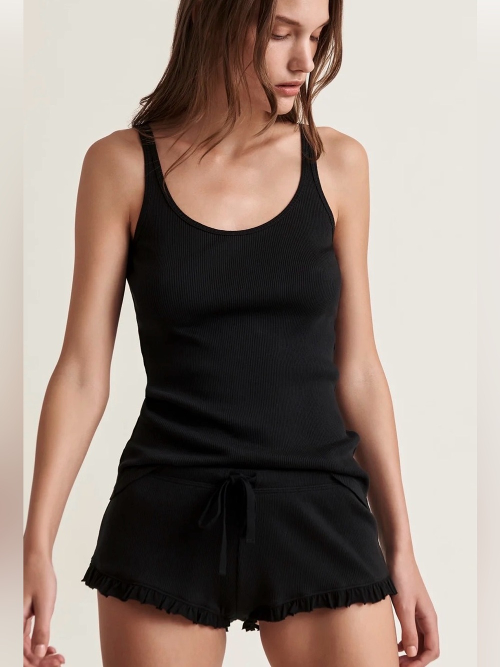 Skin Brand Cotton Rasia Tank and Raffaela Shorts Black Sleep Set
